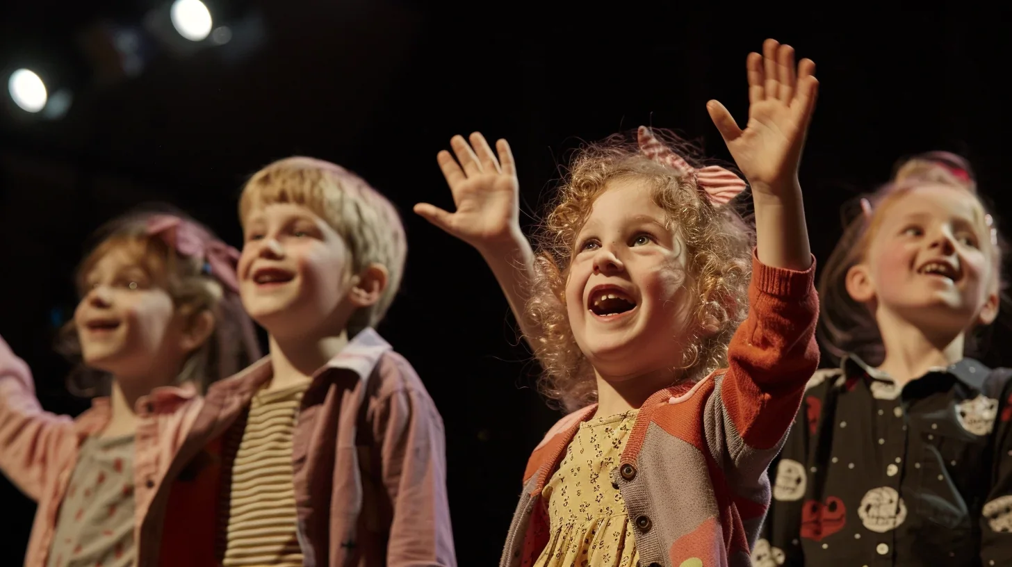 Les enfants saluent le public après leur performance