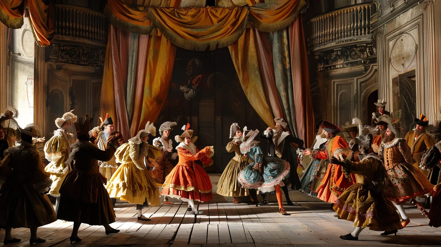 Scène de la Comédie Dell'arte - Une représentation théâtrale animée mettant en scène