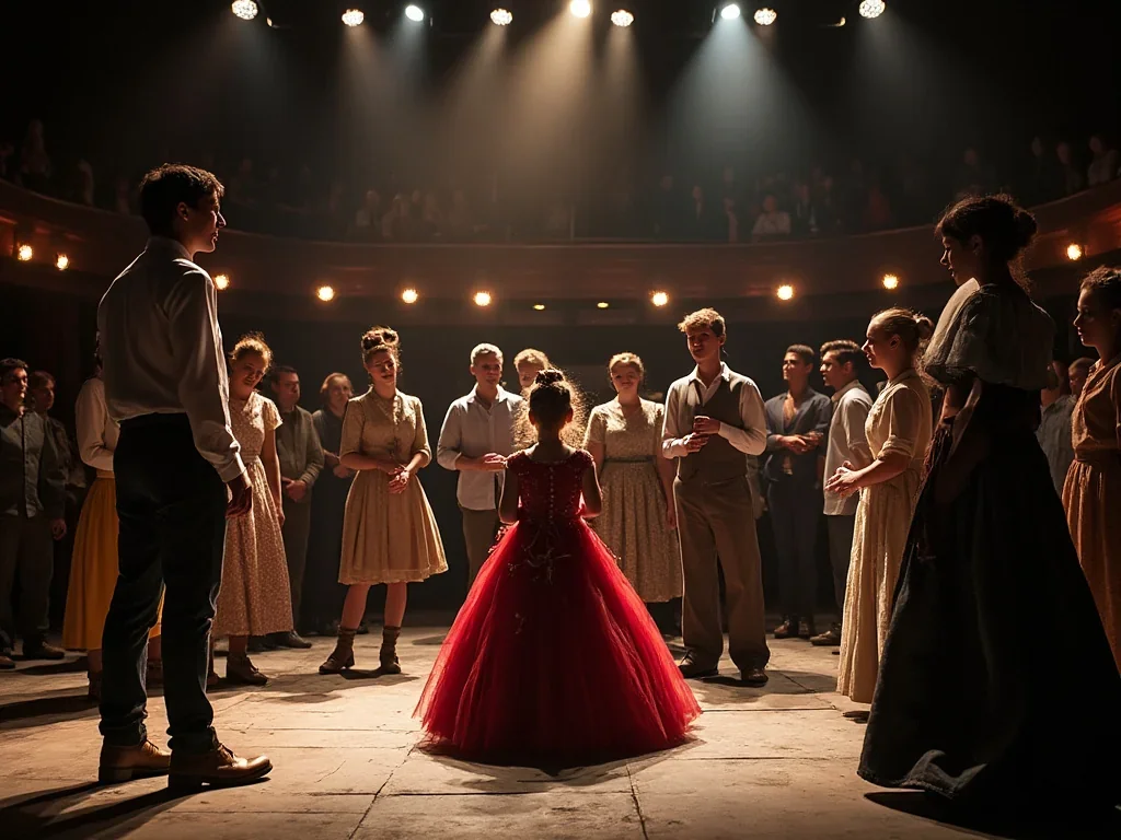 Comédiens en pleine représentation sur scène, illustrant une mise en scène dynamique.