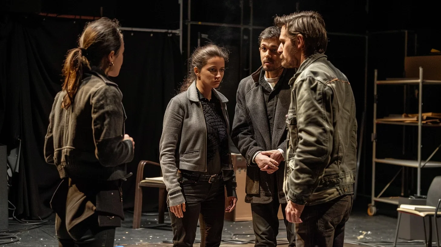 Illustration de quatre personnages sur scène