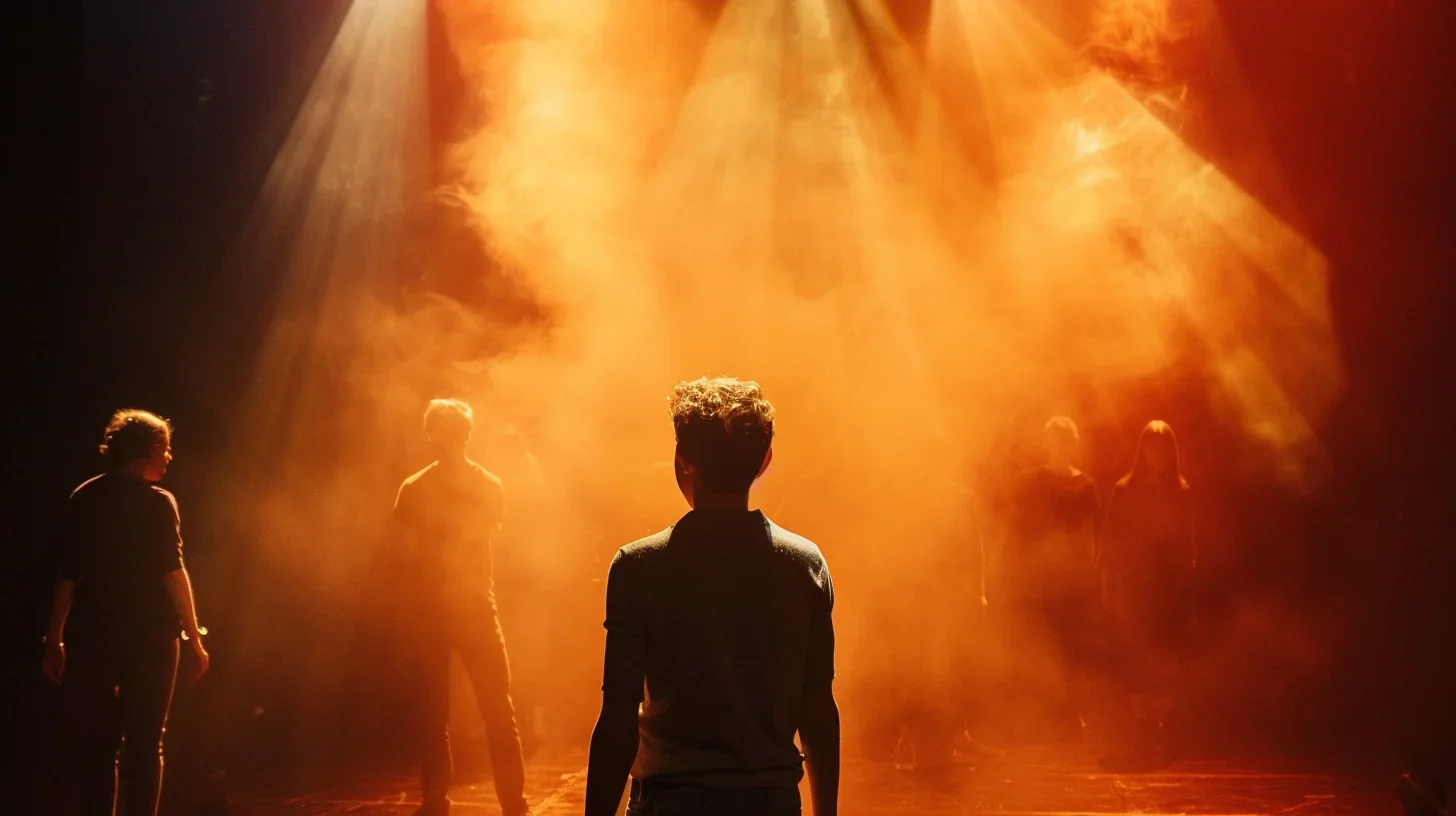 Groupe d'individus s'impliquant dans un atelier théâtral animé