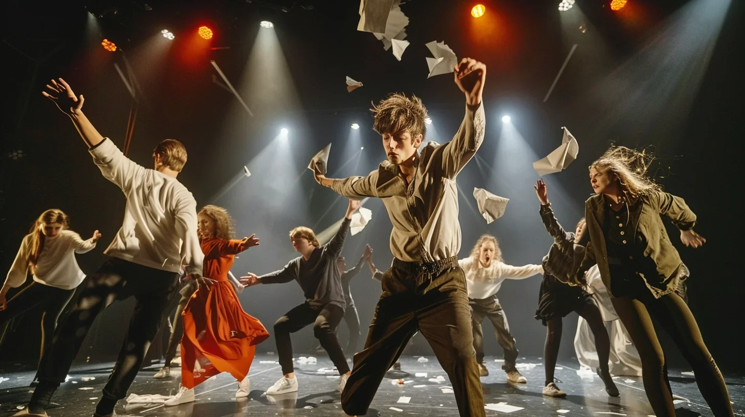 Une équipe artistique travaillant ensemble sur la conception et la création d'un spectacle de théâtre