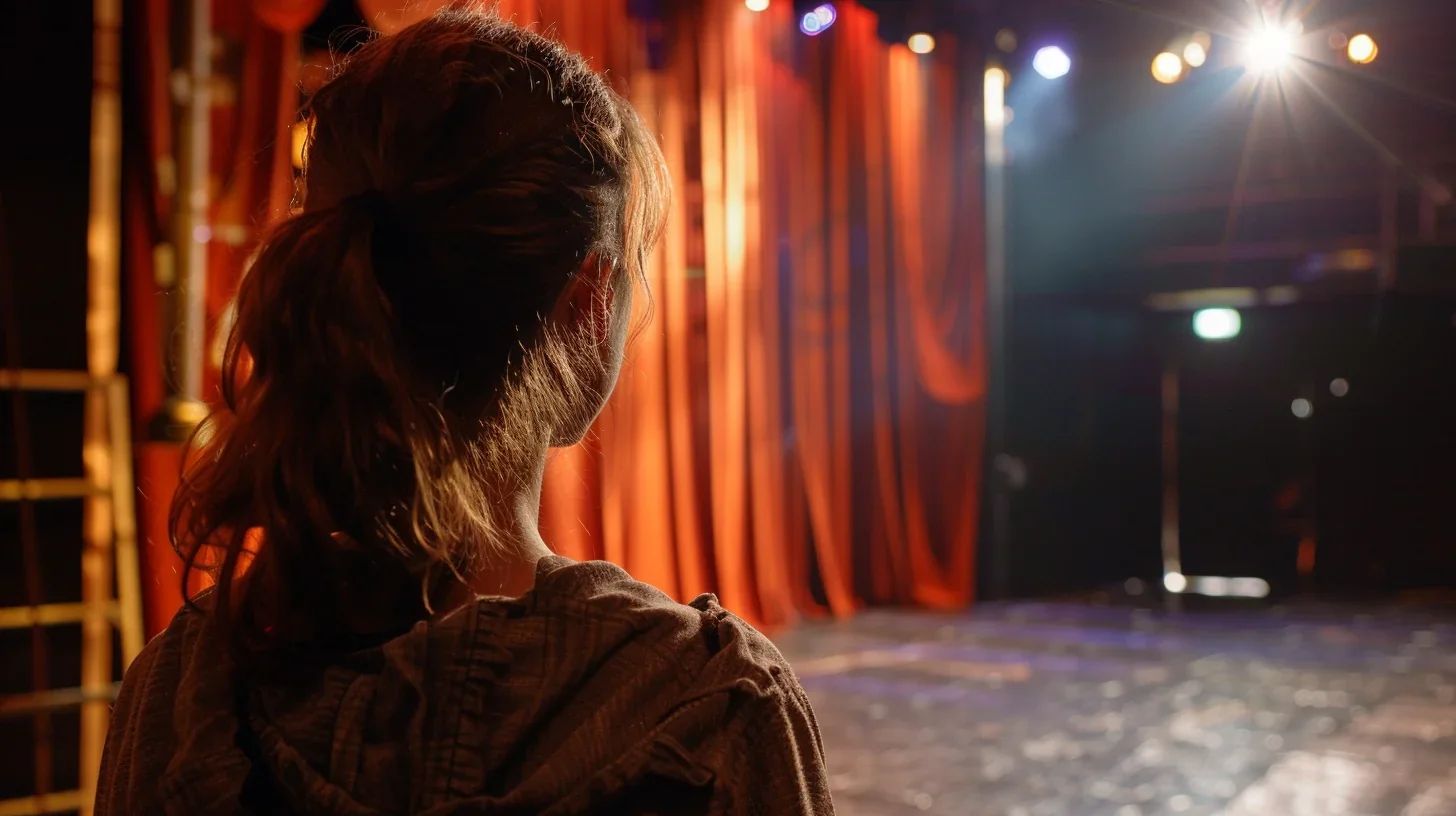 Répétition sur scène du monologue d'une actrice