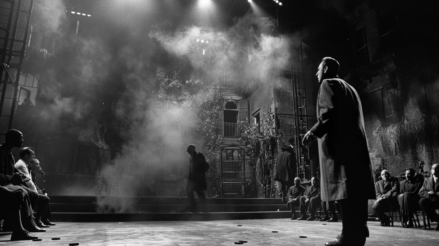 Acteurs répétant une scène de théâtre