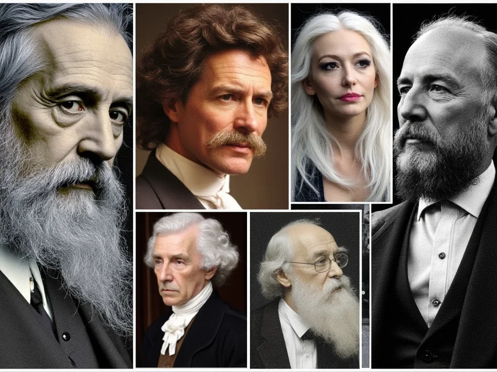 Un collage artistique représentant divers auteurs et leurs œuvres, illustrant la diversité de la littérature.