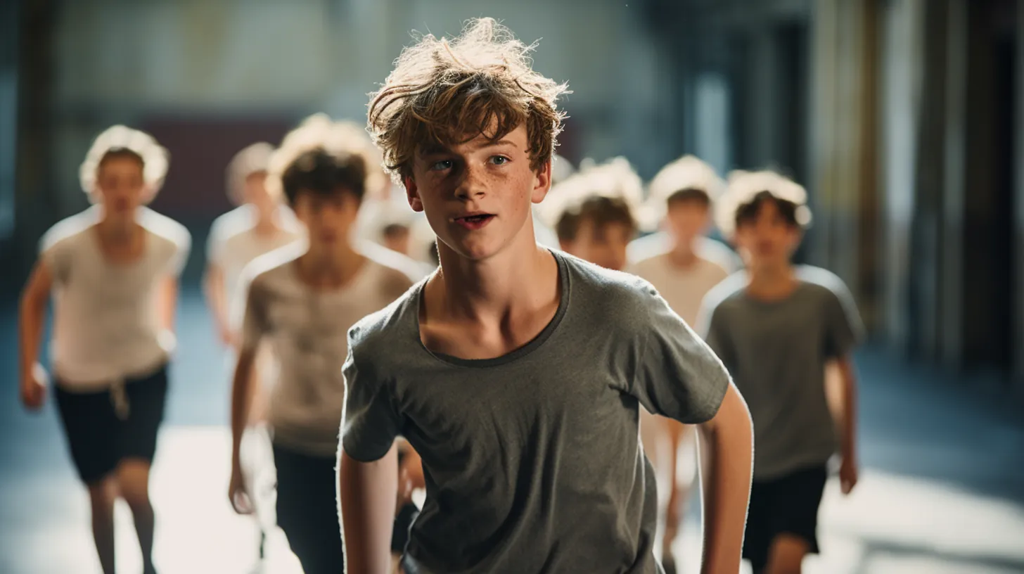 Enfants et ados (10-14 ans) pratiquent le théâtre lors d'un atelier scénique