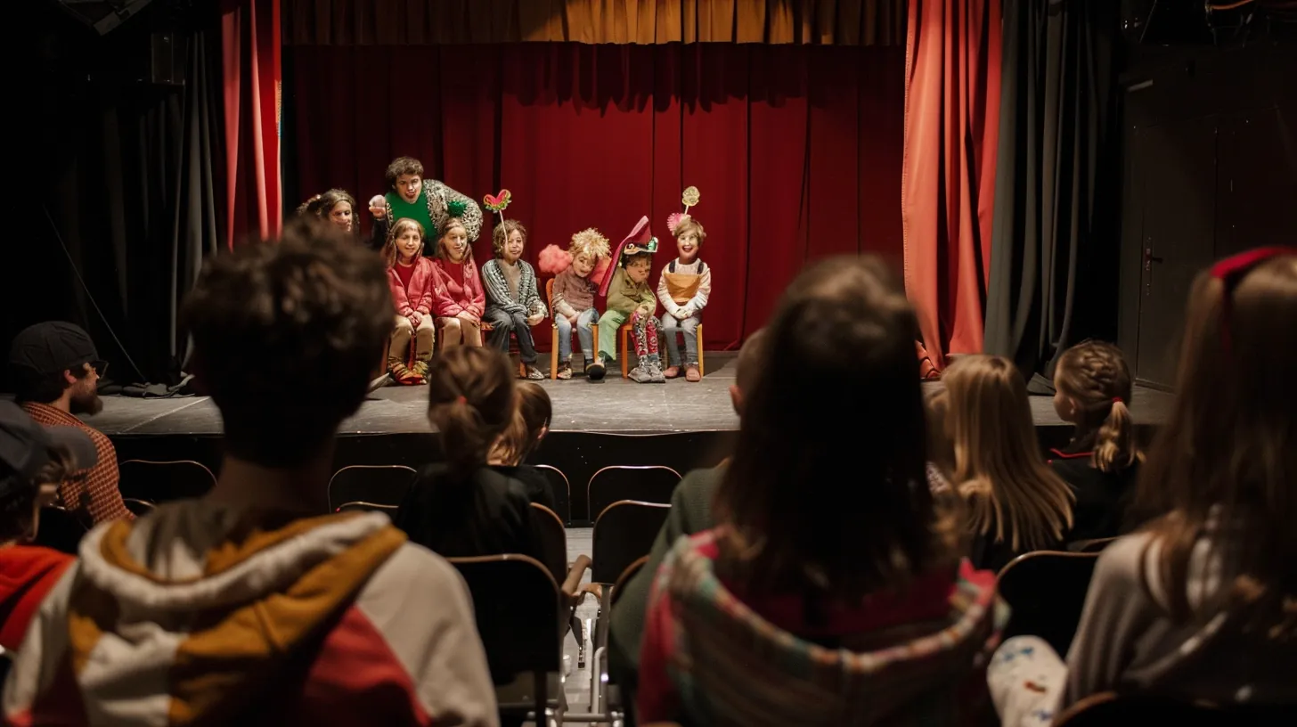 Famille réunie pour assister à un spectacle ensemble