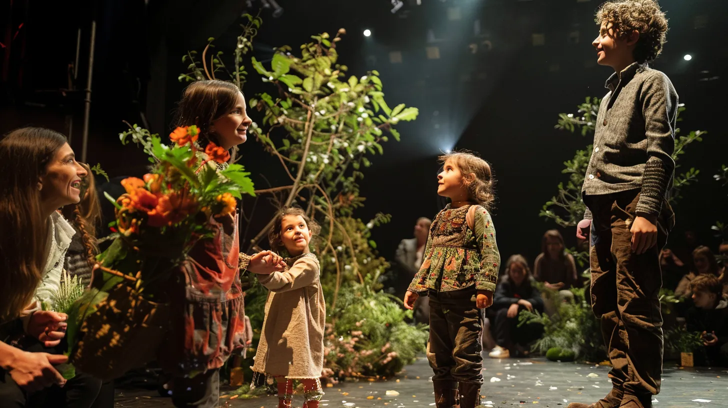 Famille assiste ensemble à un spectacle dans une salle de théâtre