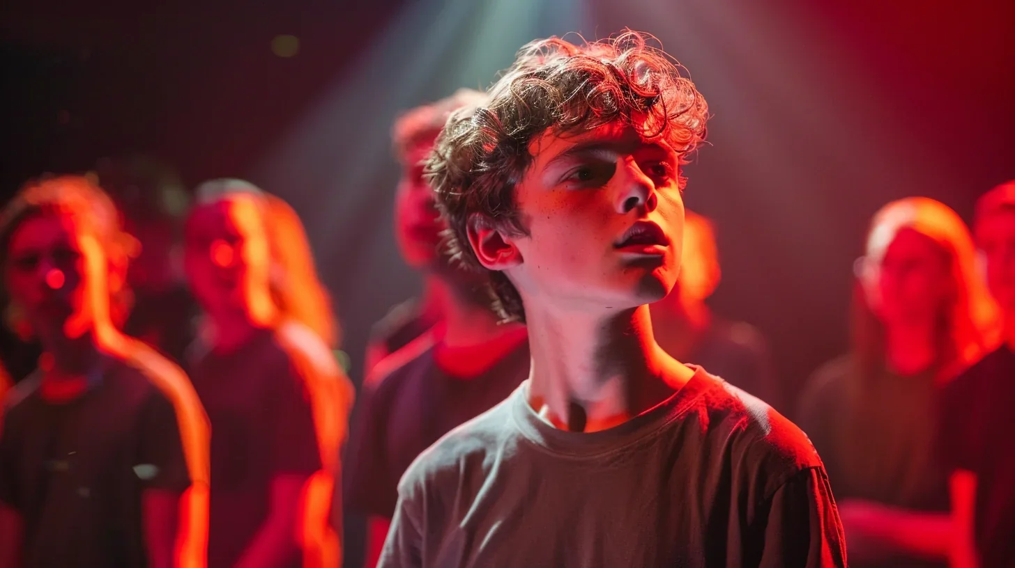Élèves engagés dans une séance dynamique de cours de théâtre