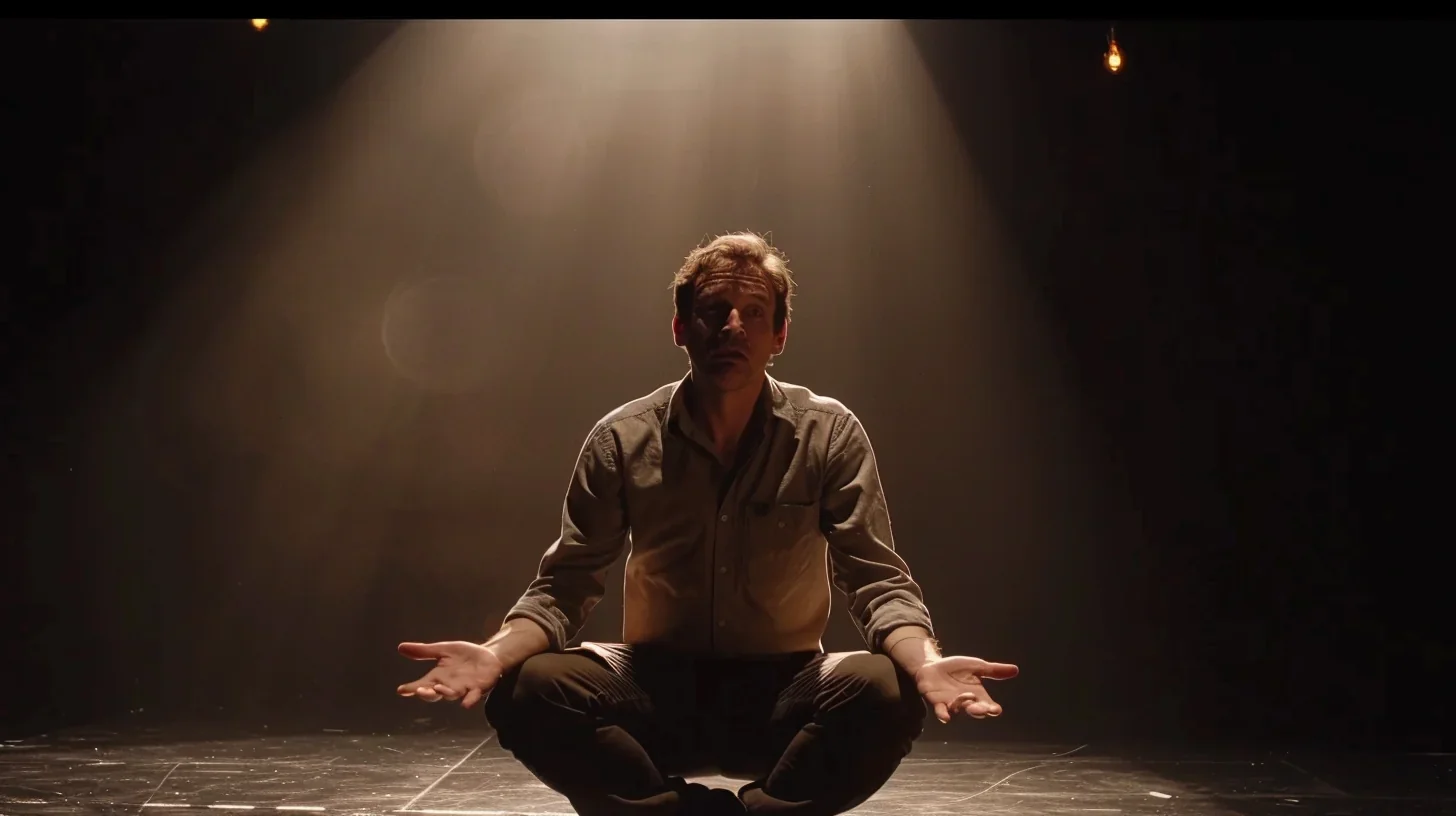 Image d'un homme passionné délivrant un monologue sur scène