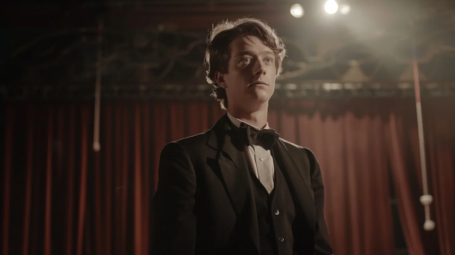 Image d'un homme réalisant un monologue théâtral