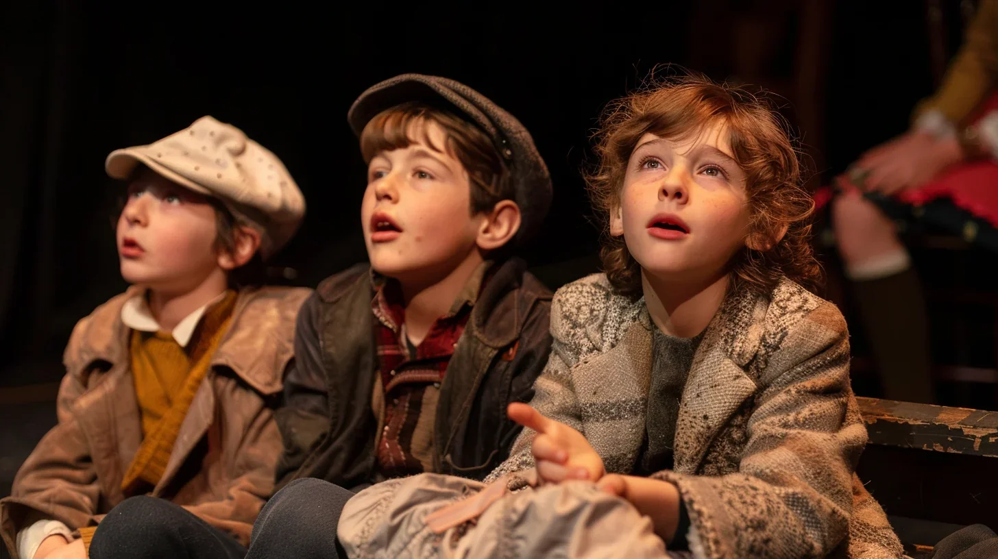 Enfants costumés s'amusant dans le théâtre