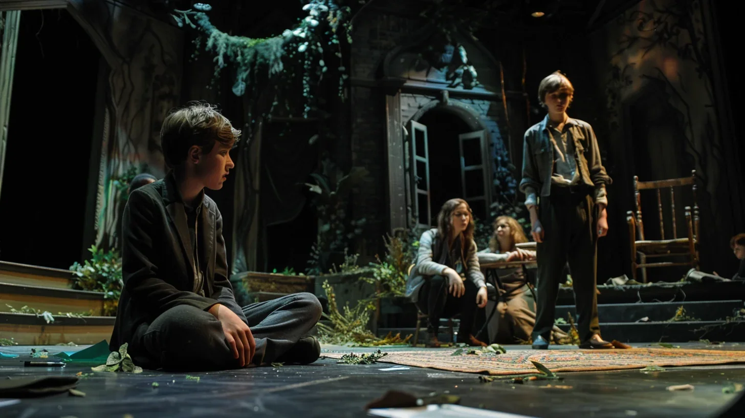 Jeunes comédiens passionnés en cours de théâtre