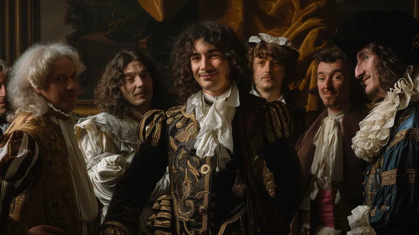 Scène de théâtre avec les acteurs jouant une pièce de Molière