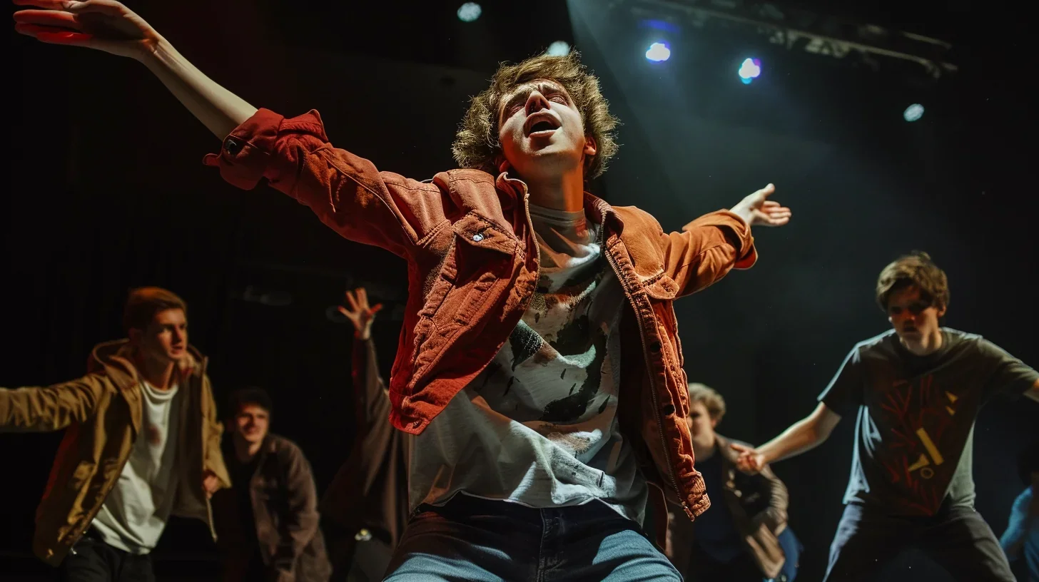 Illustration représentant des étudiants participer à un cours de théâtre animé