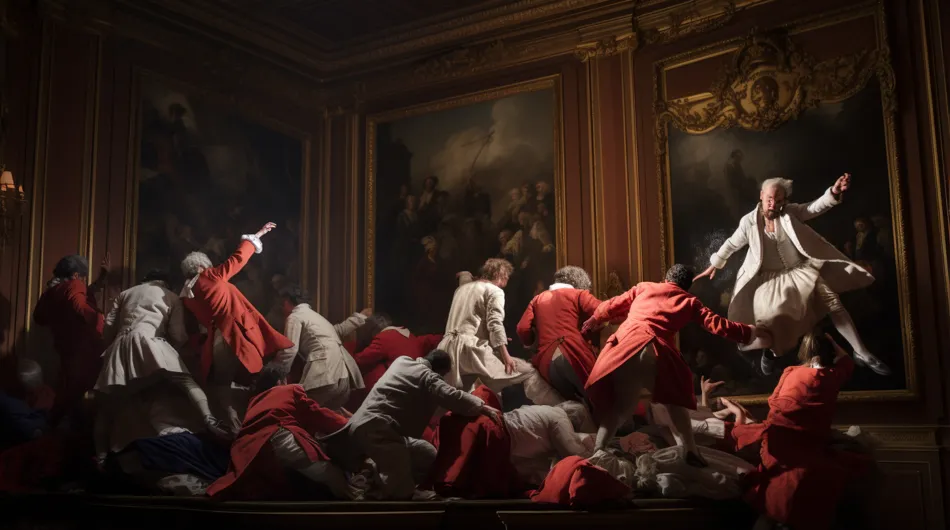 Acteurs répétant une scène de théâtre