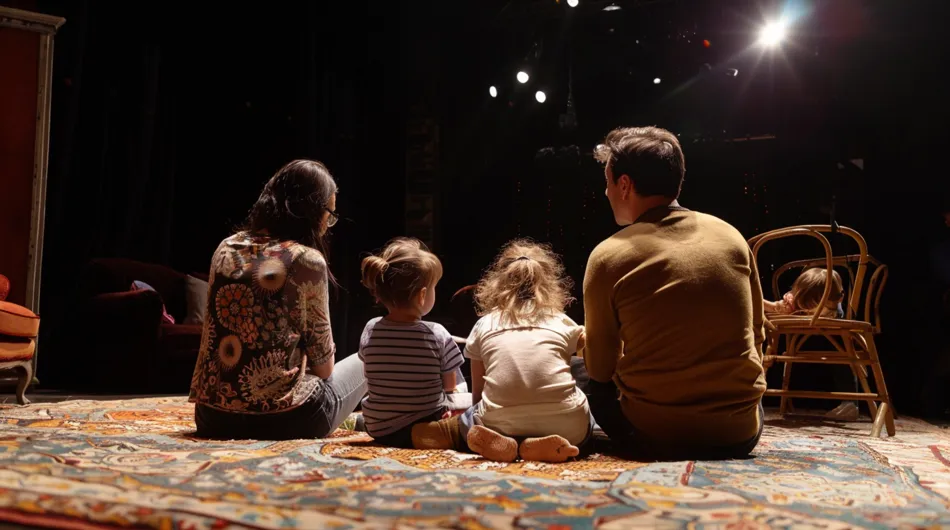 Famille se préparant ensemble pour leur performance