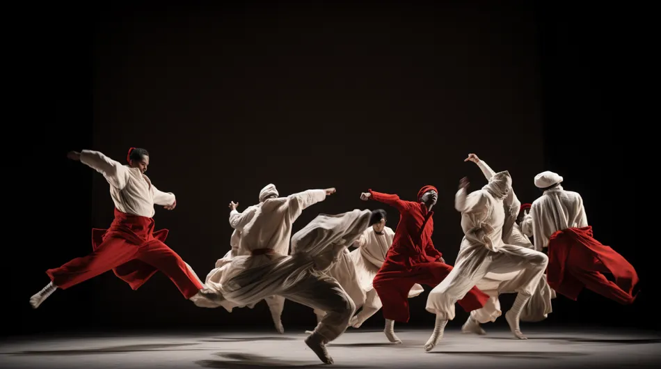 Cette photo magique capture un moment de danse où le silence règne en maître. Les danseurs s'expriment à travers leurs mouvements 